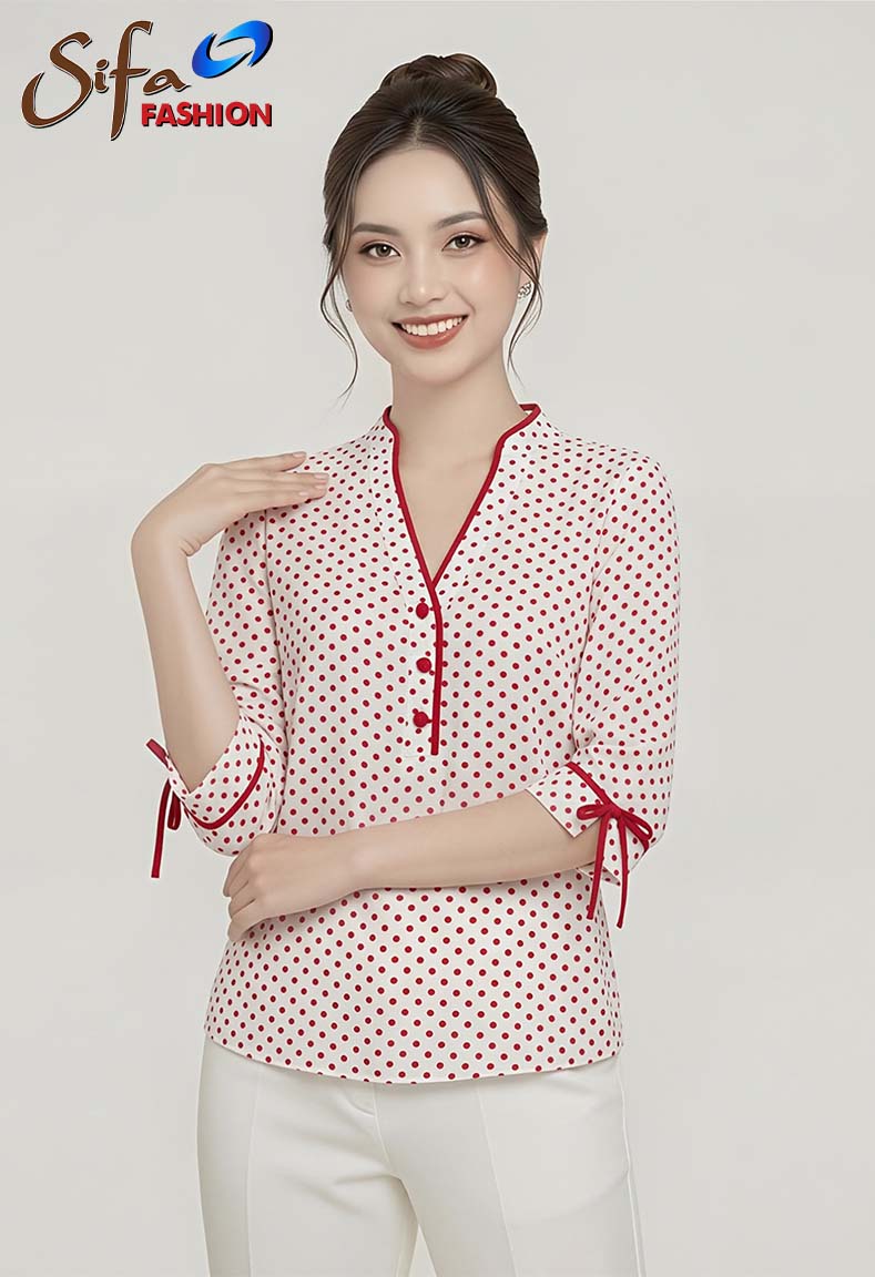 Áo cổ tim tay lỡ